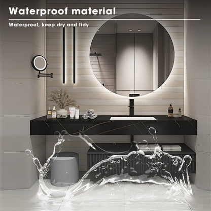 36"- 72" Black Bathroom Vanity with Sink and Smart Round Mirror