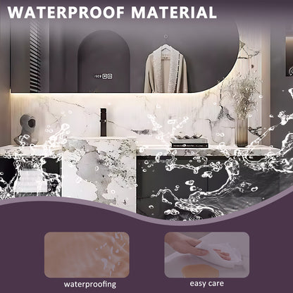 52"- 76" Freestanding Open Storage Single Sink With Led Lighting Oval Smart Mirror
