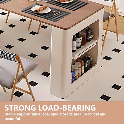 91” French Exquisite Kitchen Island Includes Open Shelf & Glass Door (No Chair)