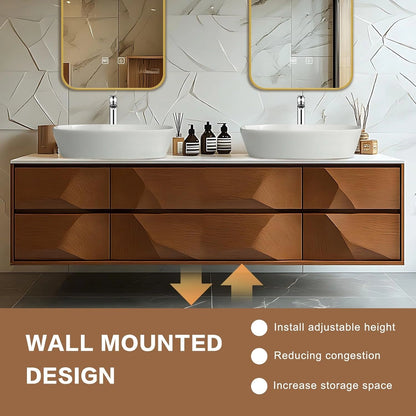 60” - 78” Modern Art Bathroom Vanity Includes Unique Surface Design