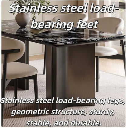 55” - 71” Elegant Dinner Table with Curved Base & Corners (No Chair)