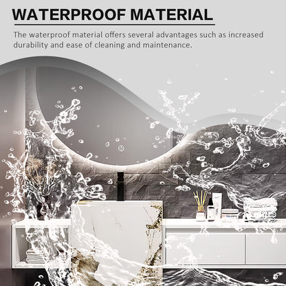 56"- 72" Freestanding Single Ceramic Sink With Round Smart Led Mirror