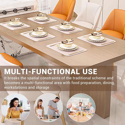 94" - 109" Elegant Cozy Kitchen Island Includes L-Shaped Solid Wood Style Table (No Chair)