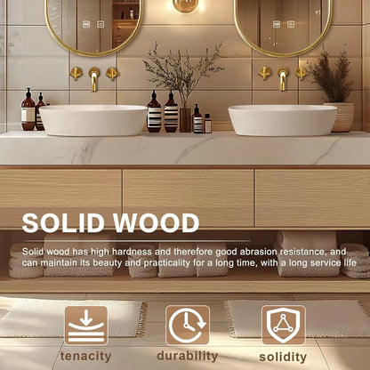 60” - 96” Floor-Standing Bathroom Vanity Includes Solid Wood Open Storage Cabinet