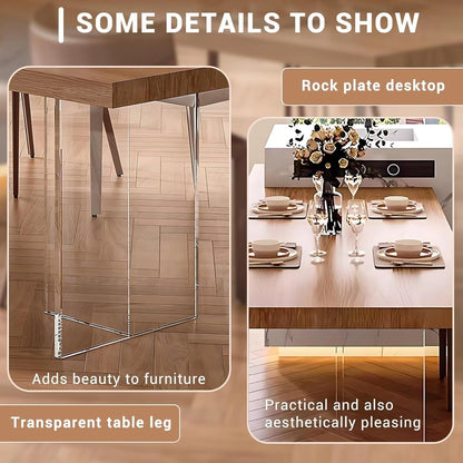 92” - 100” Simple Natural Kitchen Island Includes White Patterned Platform (No Chair)