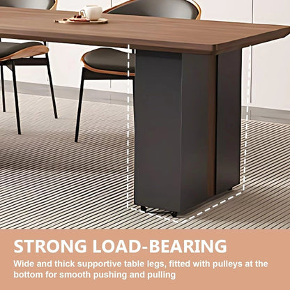 82” - 98” Modern Log Kitchen Island with Large Storage Space & Sliding Rail Socket (No Chair)