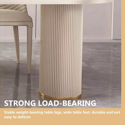 61” - 69” Light Luxury Kitchen Island Includes Striped Base Design and Exquisite Handle (No Chair)