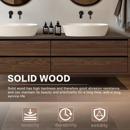 60” - 78” Simple Modern Bathroom Vanity with Above Counter Design & Double Sinks