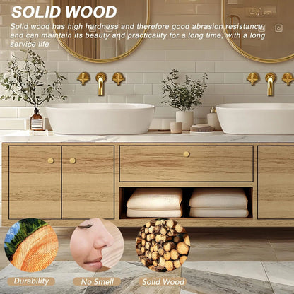 60” – 96” Wall-Mounted Bathroom Vanity with Versatile Storage Space