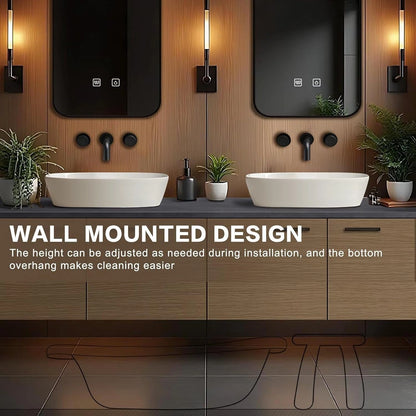 60” - 84” Brown Practical Bathroom Vanity with Black Slate Countertop and Wood Grain Cabinet