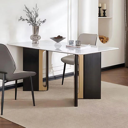 63” - 71” Minimalist Dining Table with Geometric Openwork Base (No Chair)