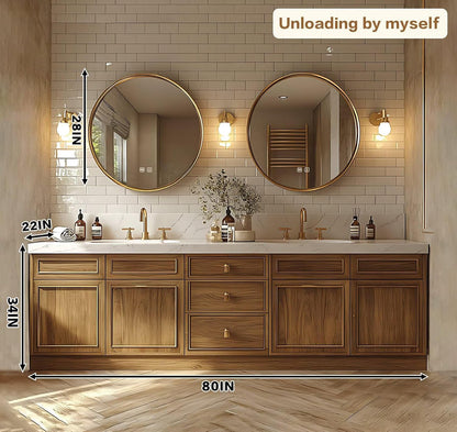 60‘’-96‘’  Bathroom Vanity with Curved Ambient Light