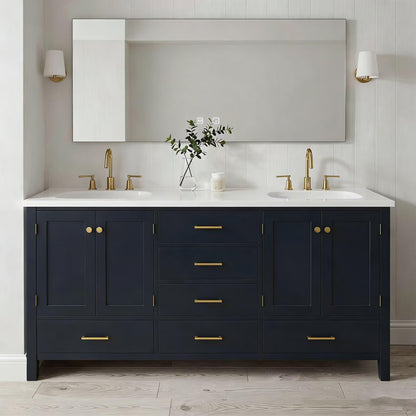 64"-92"Modern Farmhouse Bathroom Vanity Set with Large Mirror & Ample Storage Drawers