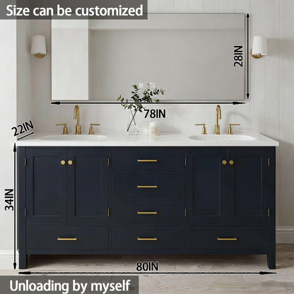 64"-92"Modern Farmhouse Bathroom Vanity Set with Large Mirror & Ample Storage Drawers