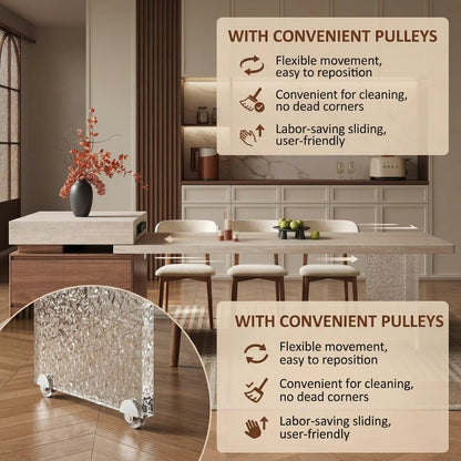 80“-96”Modern Stone Kitchen Island with Integrated Dining Table & Wooden Storage Drawers