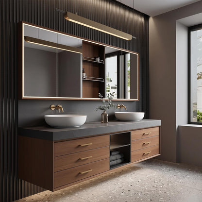 52‘’-110‘’ Modern Bathroom Vanity Sinks Set with Open Storage Space