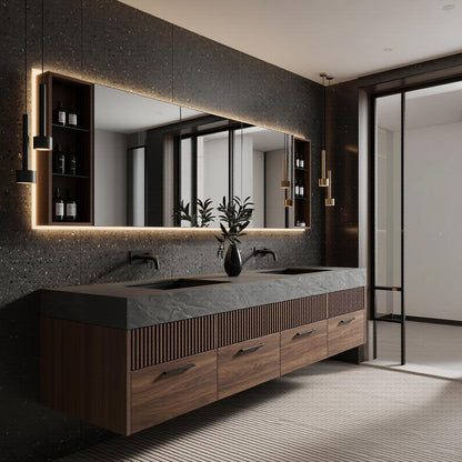 60” - 96”Modern Floating Vanity with Dual Basins