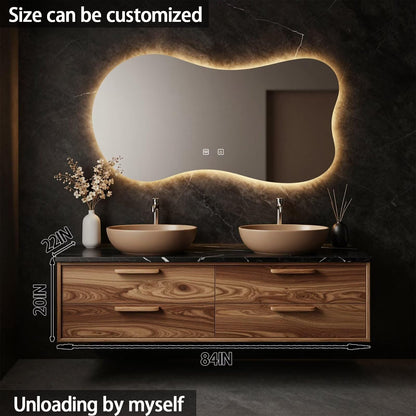 60"-84"Wall Mounted Wood Bathroom Vanity with Double Sinks & 4 Drawer Storage