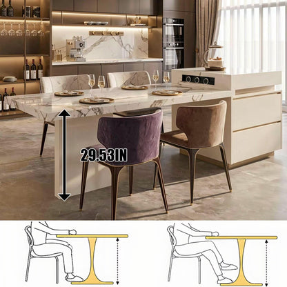 86"-102"Elegant Marble Kitchen Island Dining Set with Gold Accents & Modern Storage