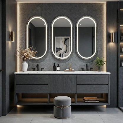 60"-96"Contemporary Double Sink Vanity with LED Mirrors & Soft-Close Drawers