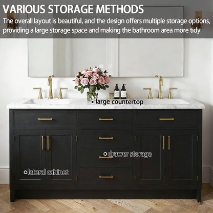 64"-92"Modern Bathroom Vanity Set with Storage Drawers & Large LED Smart Mirror