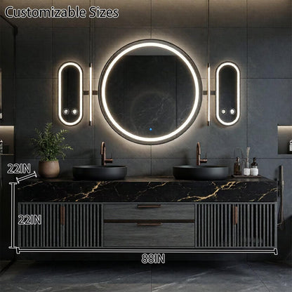 60"-96"Luxury Bathroom Vanity Set with Black Marble Countertop & Storage Drawers