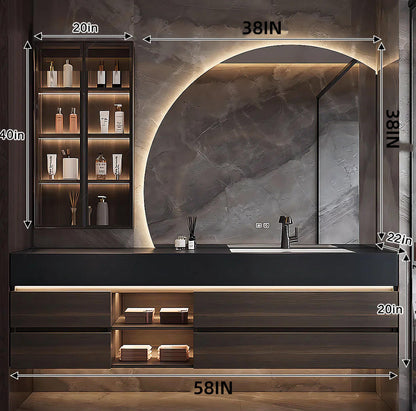 60”- 78“ Modern Solid Wood Style Single Sink Bathroom Cabinet Set