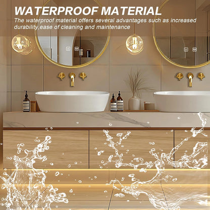 60” - 96” Modern Warm Bathroom Vanity Includes Textured Rock Slab