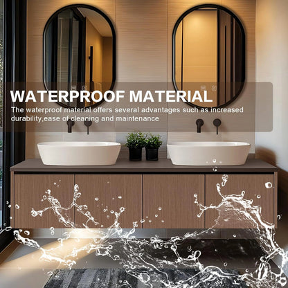 60” - 78” Retro Wood Bathroom Vanity with Several Drawers & Irregular Mirror