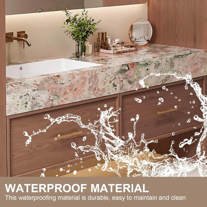 40” - 72” Unique Bathroom Vanity with Pink Patterned Stone Slab