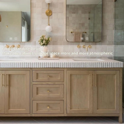 60” - 78” Rustic Log Bathroom Vanity with Large Storage Space & Exquisite Cabinet