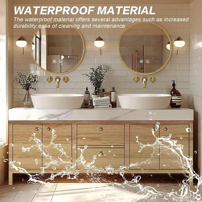 72” - 96” Modern French Bathroom Vanity Includes Round Defog Mirrors