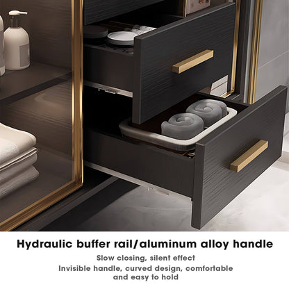 36"- 48" Bathroom Vanity with Glass Cabinet Doors and Multi-Layered Solid Wood Cabinets