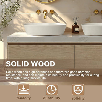 60” - 78” Modern Exquisite Bathroom Vanity Includes Round Mirrors & Above Counter Sinks