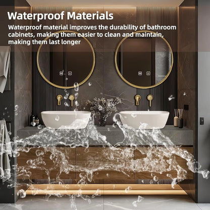 60” - 80” Wood Grain Bathroom Vanity with Double Sink Design