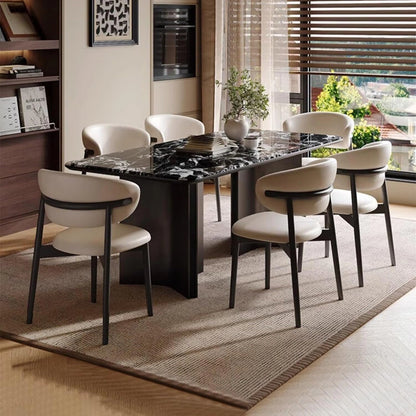 55” - 71” Elegant Dinner Table with Curved Base & Corners (No Chair)