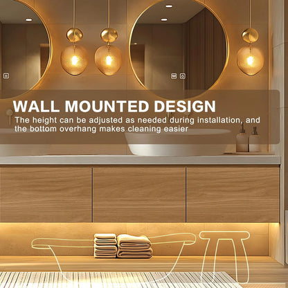 68” - 88” Modern Exquisite Bathroom Vanity Includes Above Counter Sinks & Round Mirrors