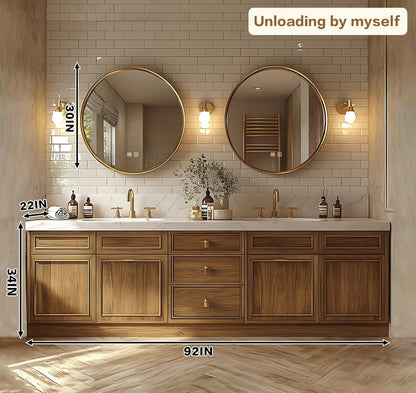 60‘’-96‘’  Bathroom Vanity with Curved Ambient Light