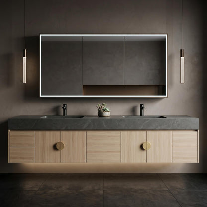 68” - 96”Modern Floating Vanity with Sink for Double Basin Layout