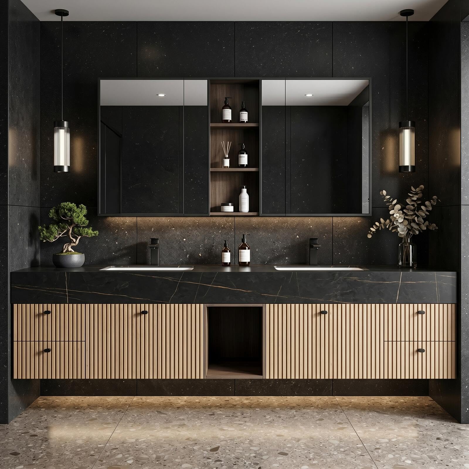 60‘’-96‘’Bathroom Vanity with Sink  Modern Floating Vanity with Sink