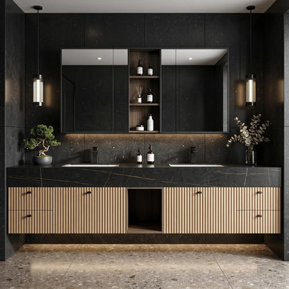 60‘’-96‘’Bathroom Vanity with Sink  Modern Floating Vanity with Sink