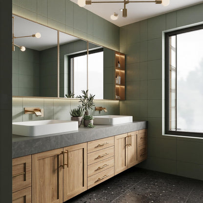 68''-96''Double Sink Vanity with Slatted Center Panel