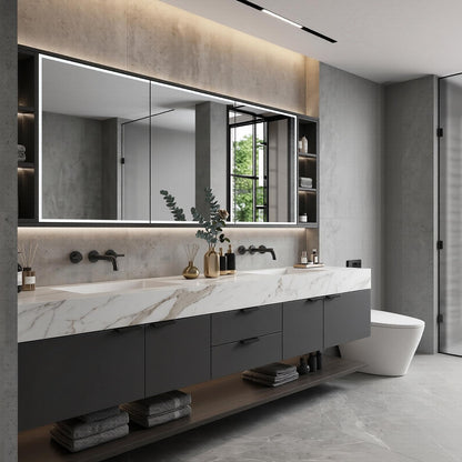 60''-96''Bathroom Vanity with Sink  Modern Floating Vanity with Sink for Dual Basins