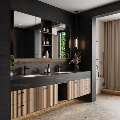 60‘’-96‘’Bathroom Vanity with Sink  Modern Floating Vanity with Sink