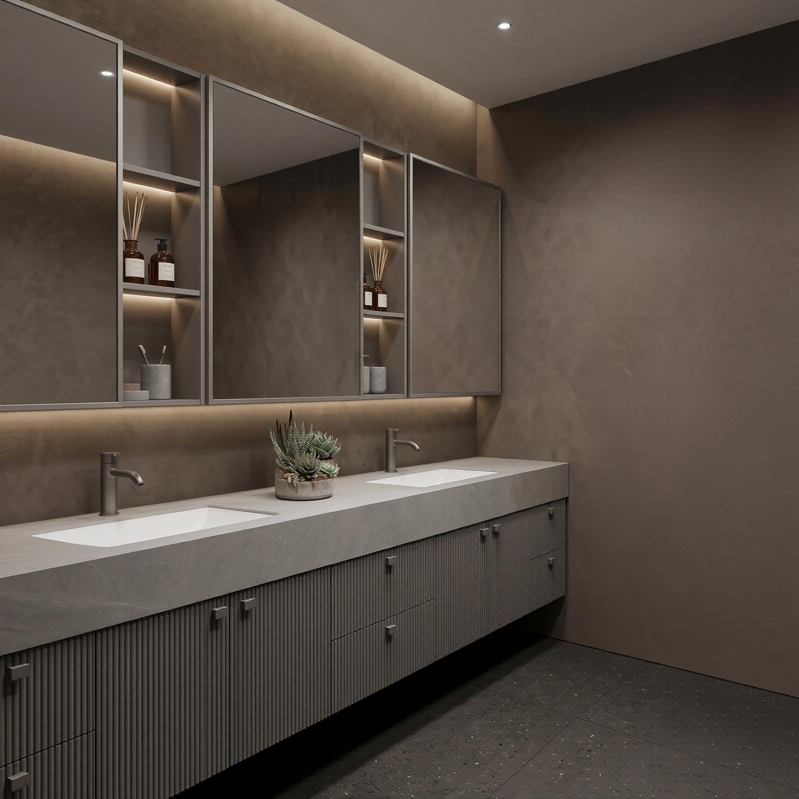 68"-96"Sleek Floating Vanity with Sink Featuring Ribbed Door Panels