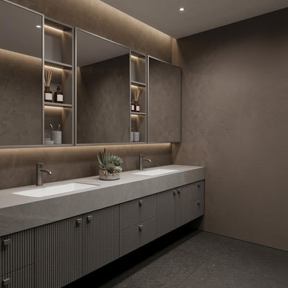 68"-96"Sleek Floating Vanity with Sink Featuring Ribbed Door Panels