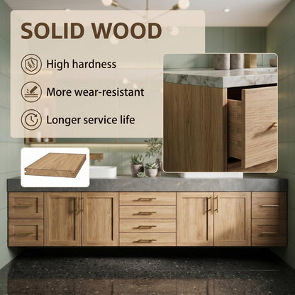 68''-96''Double Sink Vanity with Slatted Center Panel