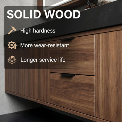 60''-96''Bathroom Vanity with Sink - Modern Floating Double Sink Vanity with Dark Walnut Finish
