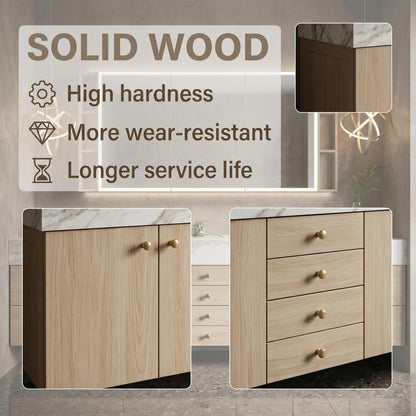68''-96''Modern Floating Double Sink Vanity Featuring Warm Light Wood Finish