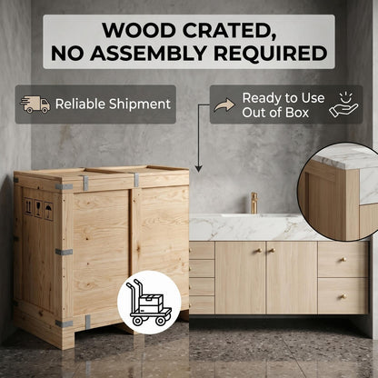 68''-96''Modern Floating Double Sink Vanity Featuring Warm Light Wood Finish